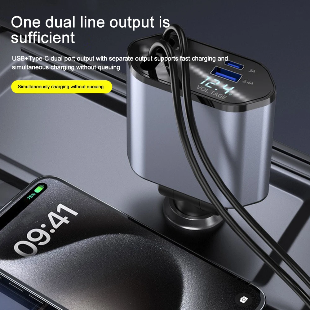 Adaptor pengisi daya mobil 120 - Usb Data Cable ulasan dan harga